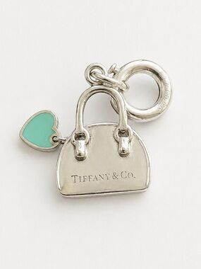 Tiffany & Co. Mini Handbag Charm Pendant in Sterling Silver with Blue Heart